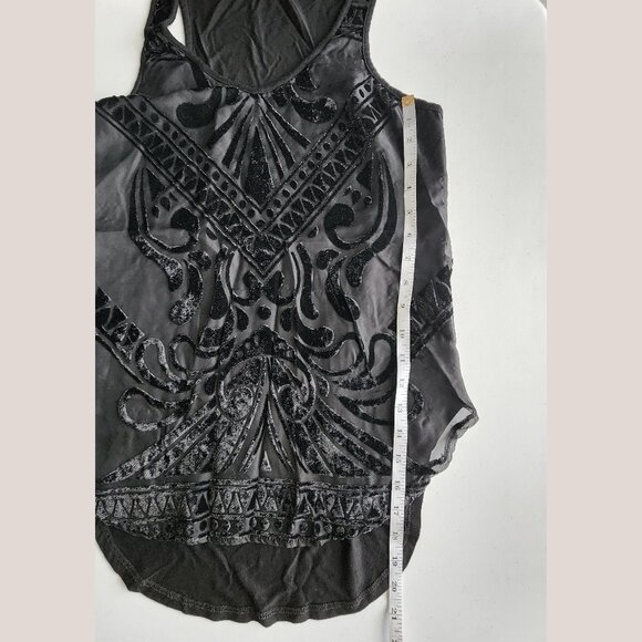 MOSSIMO Black Burnout Velvet Tank Top V Neck | Women's Blouse Shirt - Picture 6 of 9